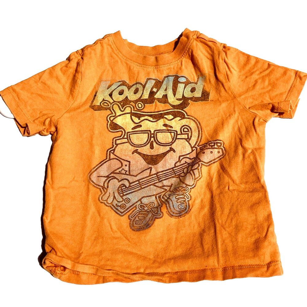 Kool Aid Man Guitar Toddler T Shirt 2T Old Navy Orange Short Sl Cotton Vtg Style